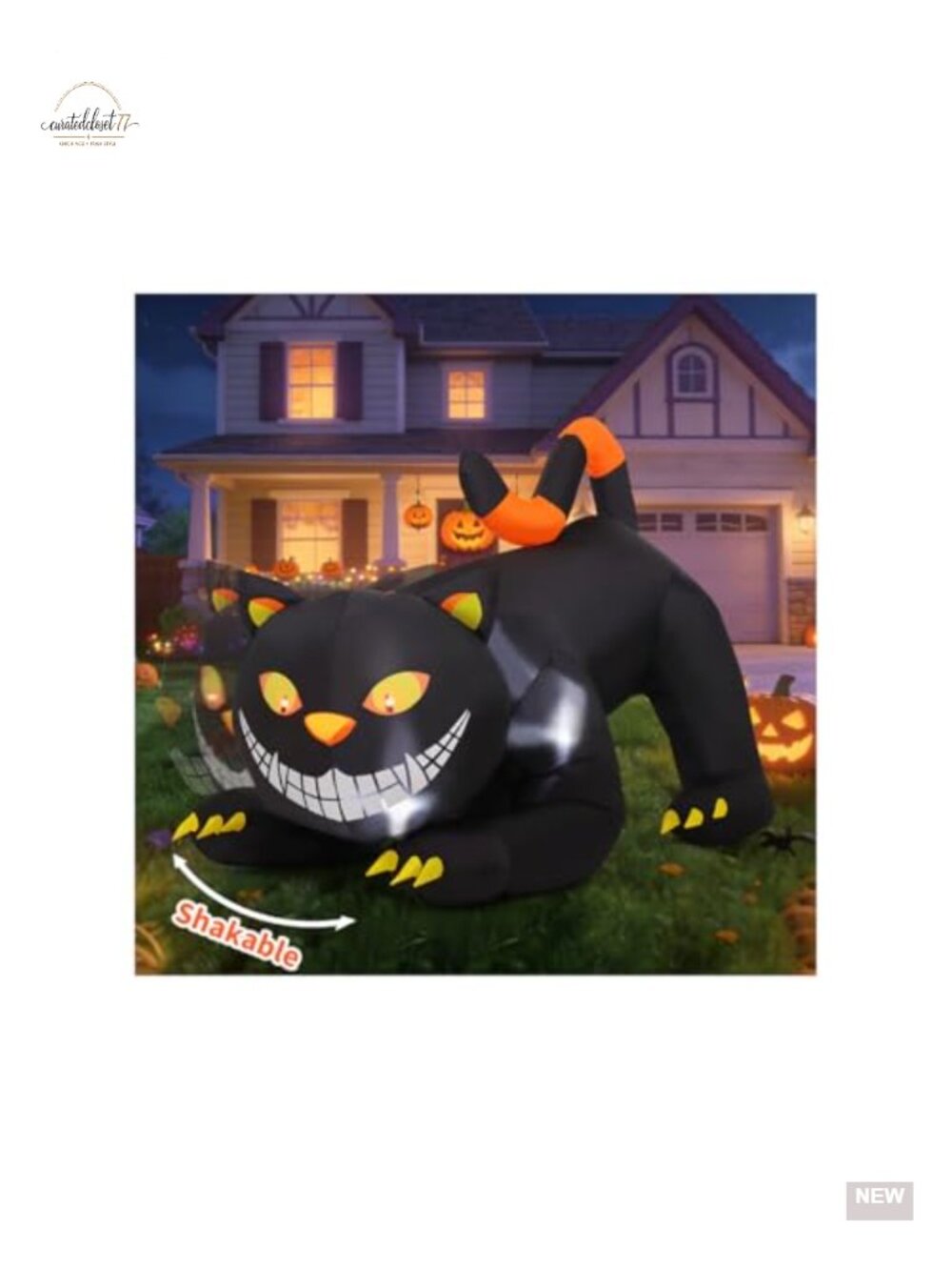 6 FT Halloween Inflatable Outdoor Black Cat with LED Lights Yard Decoration